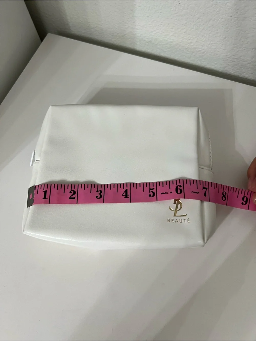 YSL Beauty white Cosmetic Pouch with Gold Logo